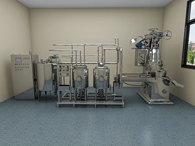 Stainless Steel Industrial Equipment Production Line With Control Panel And Machinery Components 3d model