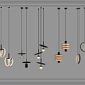 Modern Chandeliers With Various Designs And Different Geometric Shapes 3d model