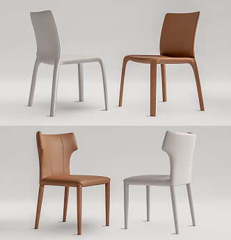 Modern Dining Chair Leather Single Chair Dining Chair 3d model