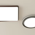 Modern Square and Round Ceiling Lights with Brown and Gray Frames and White Panels 3d model