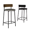 Modern Bar Stools With Fabric Seat Wooden Back And Metal Frame Color Options