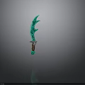 Teal Fantasy Dagger 3D Model With Irregular Spiked Blade And Brown Handle