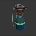 Vintage Teal Lantern With Cylindrical Base Metal Top And Chain Detail For Home Decor