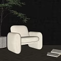 Modern Single Sofa Chair Fabric Sofa Casual Sofa 3d model
