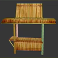 Handcrafted Bamboo Display Stand With Striped Design And Multiple Layers