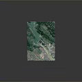3D Landscape Model With Green Mountains Blue Water And City Below