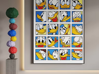 Cartoon Hanging Painting Cartoon Decorative Painting 3d model