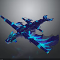 Mythical Warrior Using Dragon Inspired Mechanical Weapon With Blue Luminous Glow 3d model