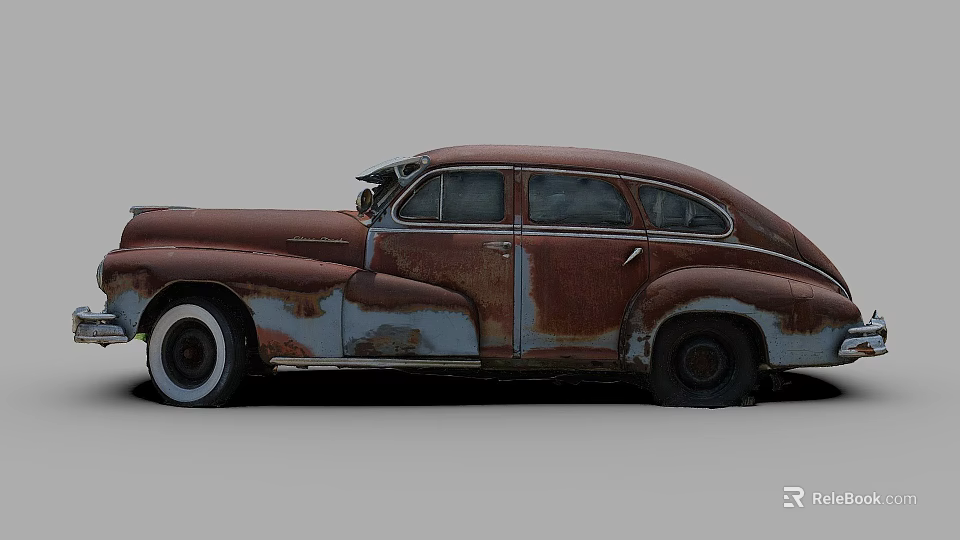 Vintage Car with Rusted Blue And Brown Exterior And Classic Design 3d model 