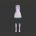 White And Blue Cheerleading Uniform With Bow Detail Top Skirt And Socks