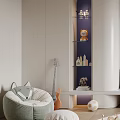Cozy Modern Kids Bedroom With Bed Round Rug And Toys
