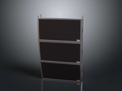 Durable Three Tier Electronic Equipment Storage Rack With Metal Frame And Black Panels 3d model