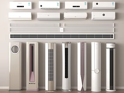 Modern Wall Mounted And Floor Standing Air Conditioners With Various Designs 3d model