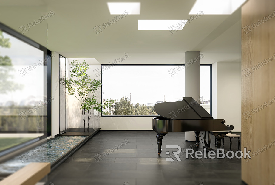 modern piano room home piano room leisure area villa reception room piano playing area model