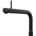 Modern Stainless Steel Curved Kitchen Faucet With Red Accent