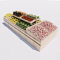 Wooden Fruit Display Shelf with Multi tiered Design and Assorted Fresh Fruits
