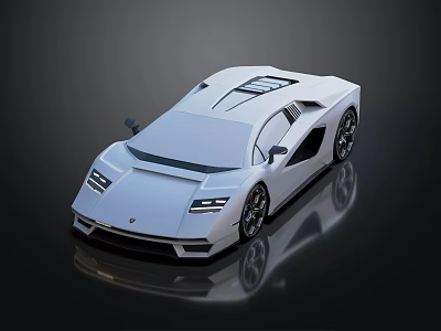 White Modern Sports Car With Sleek Aerodynamic Body And Unique Headlights 3d model