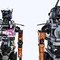 Smart Machines Two Robotic Figures With Mechanical Structure And Colored Components 3d model