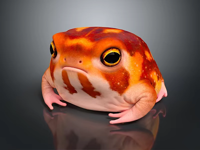 Cute Round Reptile Model With Orange Red Spots And Big Eyes 3D Character Design 3d model