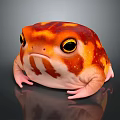 Cute Round Reptile Model With Orange Red Spots And Big Eyes 3D Character Design