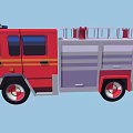 Red Fire Rescue Truck With Blue Emergency Lights Ladder And Lettering