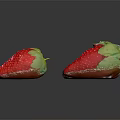 Fresh Juicy Red Strawberries With Green Leaves Arranged On Black Background