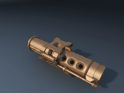 Tactical Weapon Launcher Device With Gold Metallic Finish And Tubular Structure Design 3d model