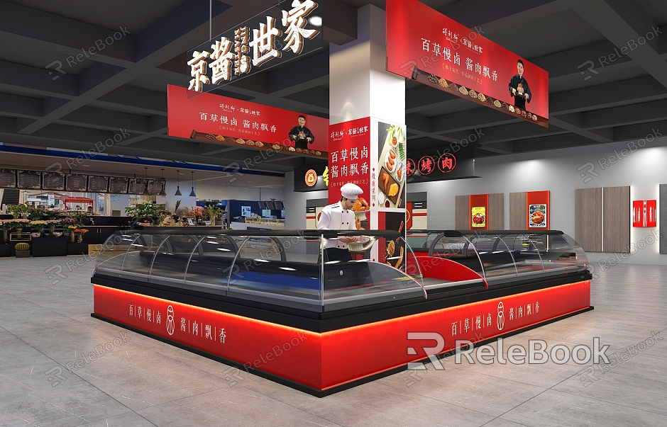 Marinated meat supermarket stalls selling point Beijing sauce family specialty store pork model