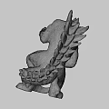 Detailed Mythical Fantasy Creature 3D Model With Glowing Eyes Scales And Claws