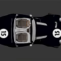 Dark Blue Vintage Race Car With Number 15 Union Jack Emblem And Brown Seats
