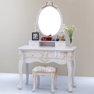 European-style dressing table dressing table stool 3d model