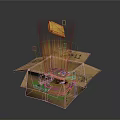 Open Cardboard Box With Flying Golden Object And Bright Light Effects