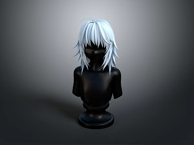 Woman Mannequin Head Feature With Long White Hair On Gray Background 3d model
