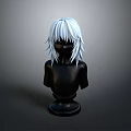 Woman Mannequin Head Feature With Long White Hair On Gray Background