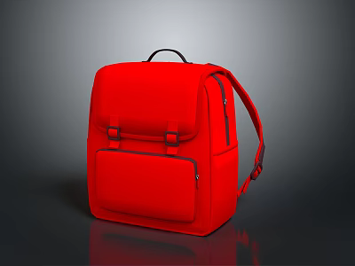 Stylish Red Backpack With Functional Pockets And Adjustable Shoulder Straps 3d model