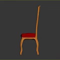 Classic Wooden Dining Chair With Red Padded Seat And Elegant Backrest Design