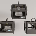 Three 3D Printers Showing Modern Design And Structural Features From Multiple Angles