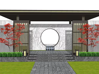 New Chinese style wall landscape wall water drop landscape 3d model
