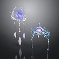 Decorative Living Accessories With Purple Blue Crystal Hanging Decor And Tabletop Ornament Design