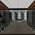 Elegant Hotel Corridor Interior With Warm Lighting Decorative Wall Panels And Polished Wooden Floors