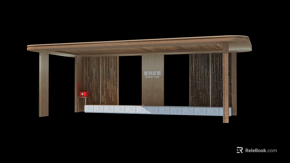 Modern Wooden Pergola Design With Lattice Panels Support Columns And White Base 3d model 