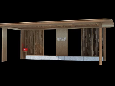 Modern Wooden Pergola Design With Lattice Panels Support Columns And White Base 3d model