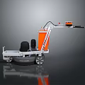 Worker Operating Industrial Floor Polishing Machine With Orange Barrel And White Base 3d model