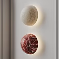 Modern Spherical Wall Lamps With Beige And Red Marble Texture Design 3d model