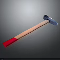 Blue Hammer With Wooden Handle And Red End On Gray Gradient Background 3d model