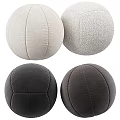 Round Decorative Pillows in White Light Gray Dark Gray and Black with Stitched Details