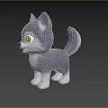 Cute Little Wolf Toy With Gray And White Fur And Yellow Eyes