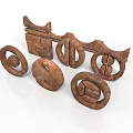 Rusty Metal Equipment Components Featuring Various Shapes Ring And Long Strip Parts
