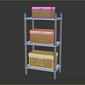 Wooden Frame White Shelf Unit With Three Wicker Storage Baskets For Home Organization