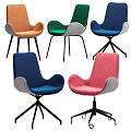 Modern Leisure Chairs in Multiple Colors Upholstered Fabric Curved Backrest Black Metal Swivel Legs